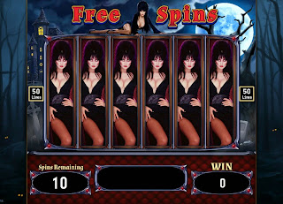 Free spins screenshot from Hit It Rich Elvira Mistress of the Dark game