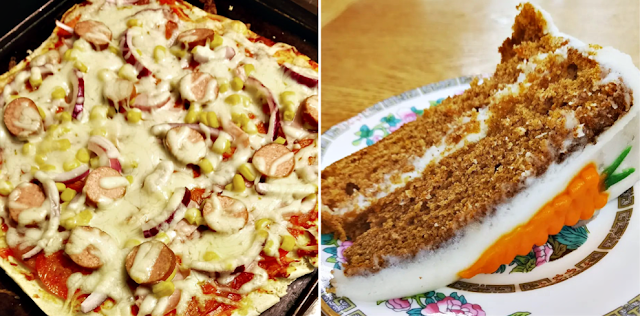 Pizza and Carrot cake