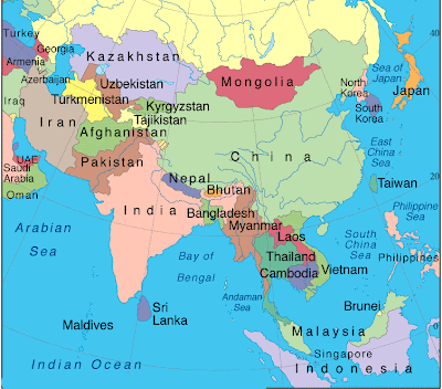 Carte de l'Asie Région Province