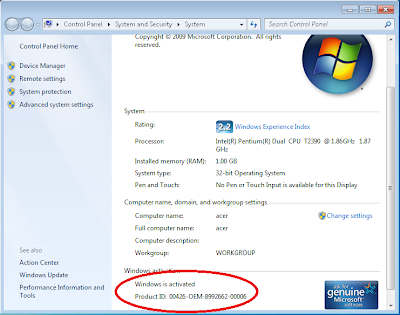 tampilan windows7 setelah activated