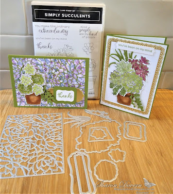 Rhapsody in craft, Old Olive, Simply Succulents, Potted Succulents Dies, Ornate Layers Dies, Subtle 3D Embossing Folder, Hydrangea Hill DSP, Thank you Card, Thinking of you Card, Stampin' Blends, Blender Pen, Jan-Jun Mini 2021, #loveitchopit, #colourcreationsshowcase, Stampin' Up