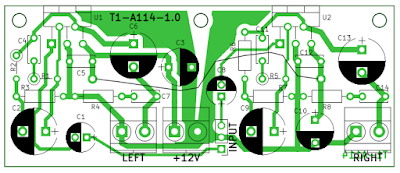 Așezarea componentelor pe placa de circuit a amplificatorului