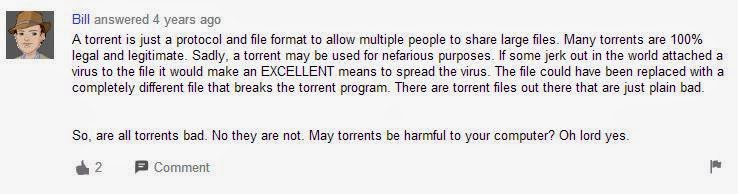 Torrent answer at Yahoo Answers