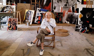  Joan Miro in his studio at home in Palma de Mallorca, c 1977  