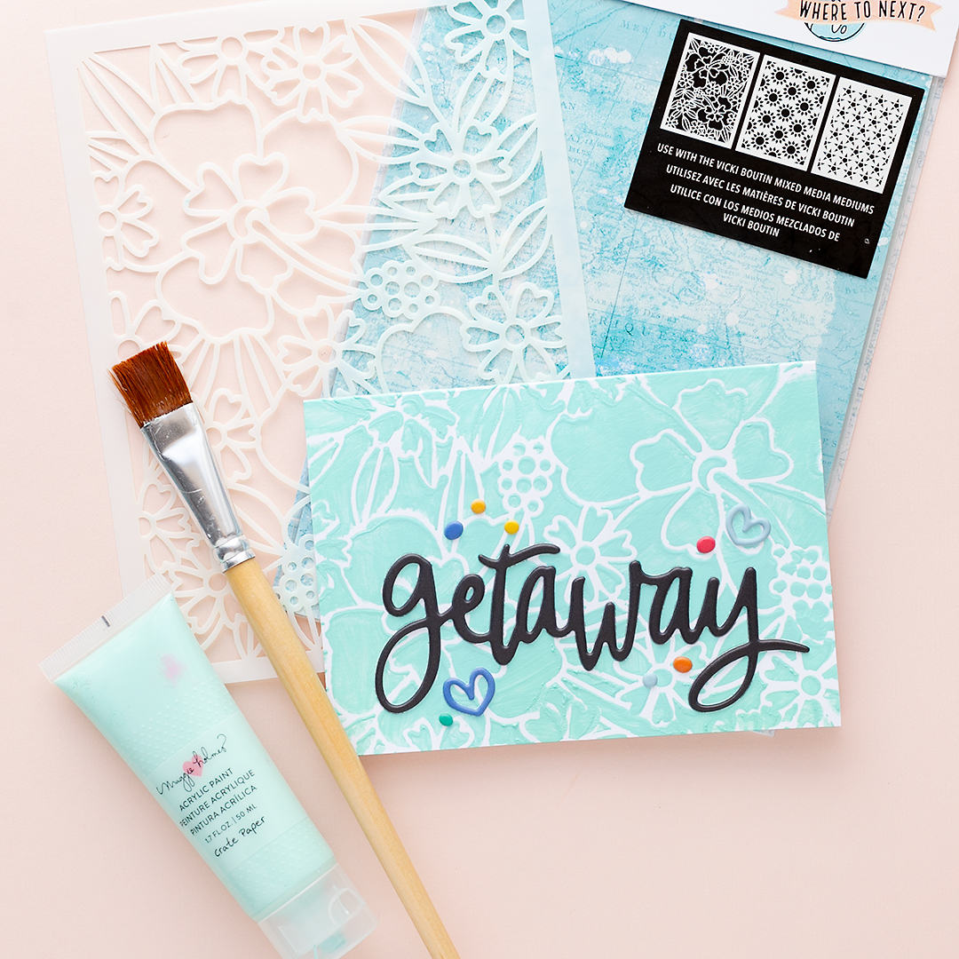 American Crafts | Getaway Card with Stencils and Acrylic Paint