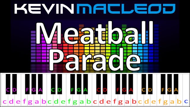 Meatball Parade by Kevin MacLeod Piano / Keyboard Easy Letter Notes for Beginners