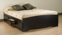 Black Queen Size Storage Platform Captains Bed w/6 Dresser Drawers - BQ-6200