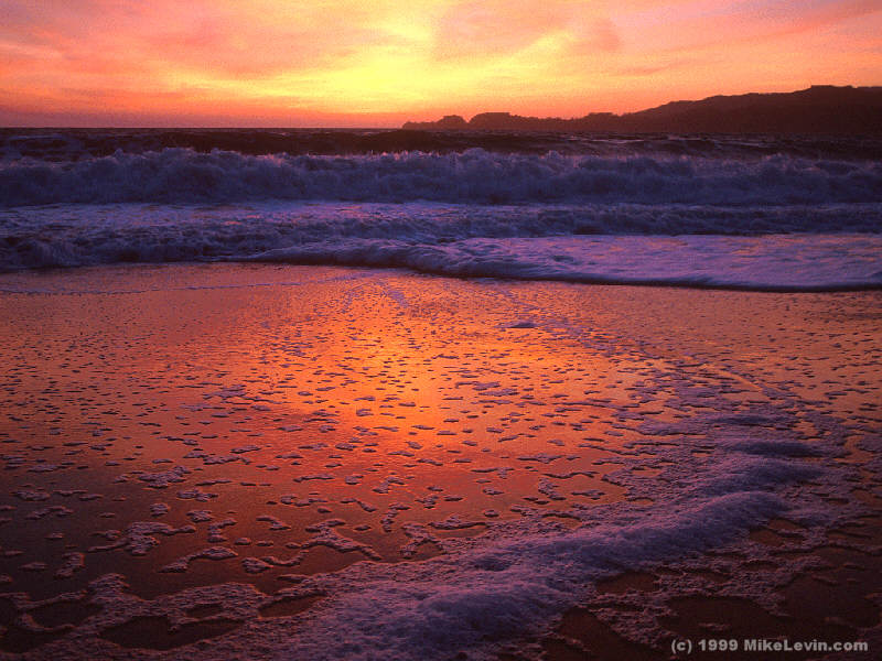 sunset on beach. the each