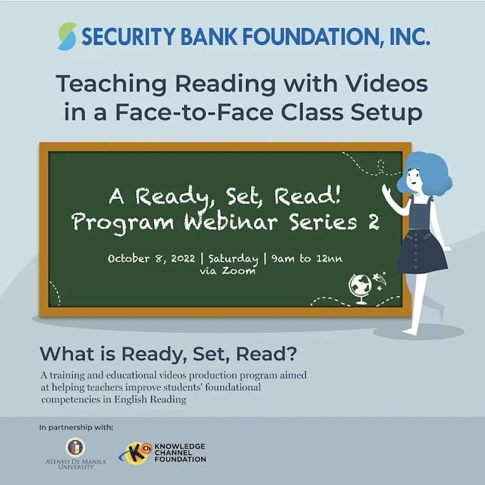 Teaching Reading with Videos in a Face-to-Face Class Setup (A Ready, Set, Read! Program Webinar Series 2) for Teachers with e-Certificate and Exciting Prizes | Register now!