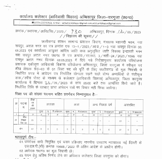 SURGUJA OFFICE STENOGRAPHER VACANCY 2023 | सरगुजा कलेक्टर ऑफिस में शीघ्रलेखन एवं मुद्रलेखन वालों के लिए वेकेंसी