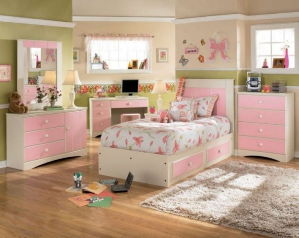 Kamar Tidur Anak Perempuan Minimalis Warna Pink