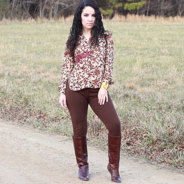 Brown Print Blouse