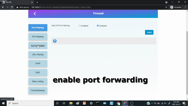 Enable port forwarding