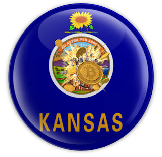 Kansas state seal with bitcoin picture in middle