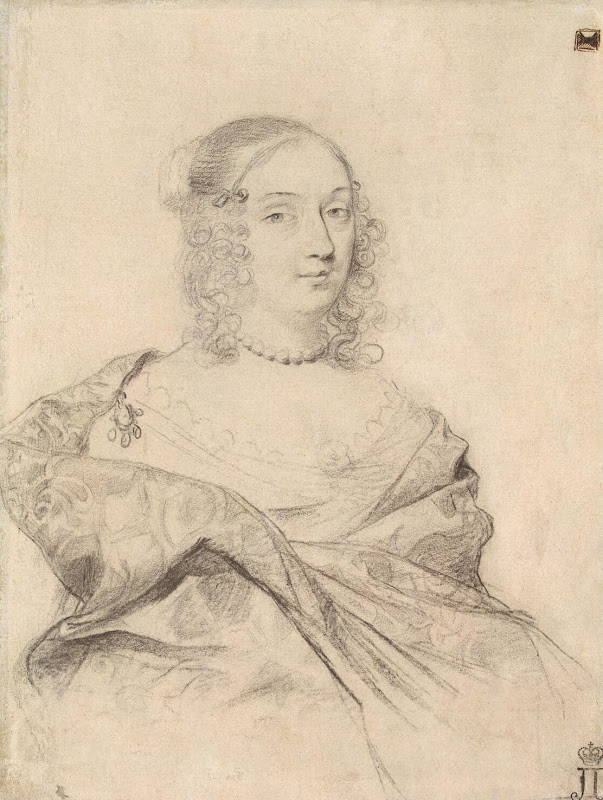 Portrait of Louise-Marie de Gonzague by Claude Mellan - Portrait Drawings from Hermitage Museum