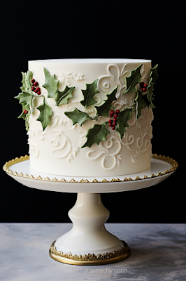 green leaves holly theme Best 50+ Christmas Cakes to Lust After for Your Festive Party Ideas, Buttercream Frosting Holiday Homemade Cake Inspo to DIY. Dessert Ideas for Events