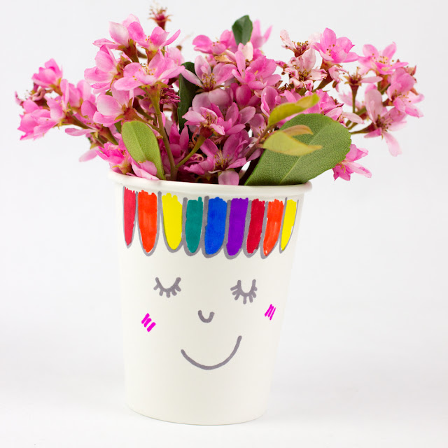 paper cup flower head kids craft- great craft for Spring or Mother's Day