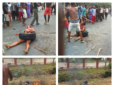 TEARS! Watch The Moment A Lady Was Burnt To Death For R@ping And Robbing A Man (PHOTOS) 