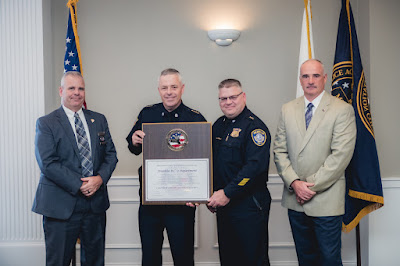 Left to right: Chief Michael Bradley, Upton Police Department – Treasurer of MPAC;  Chief Thomas Lynch, Franklin Police Department; ; Deputy Chief James West, Franklin Police Department; Chief Scott MacDonald, Orleans Police Department – Secretary of MPAC