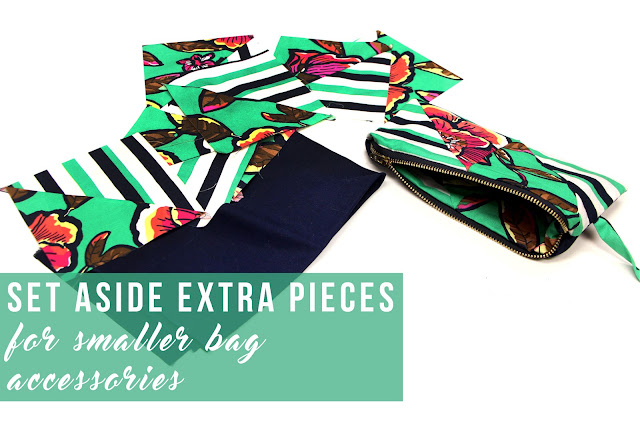 Set aside extra pieces for smaller bag accessories