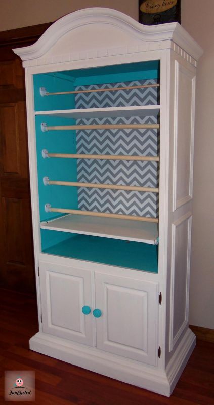 6. A Wrapping Station for a DIY Queen: This gorgeous piece of furniture started out as a "blah" armoire. Now it's ready to be used as a gorgeous wrapping paper station. If you're handy and looking to save some money, this is the perfect option for you.  