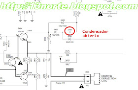 Esquema que muestra el capacitor que se daña