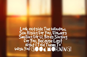 Look Outside The Window, Sun Rising For U, Flowers Smiling For U, Birds Singing For U, Because Last Night I Told Them To Wish You Good Morning..