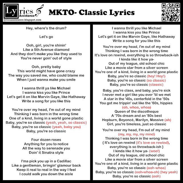 MKTO- Classic Lyrics | lyricsassistance.blogspot.com