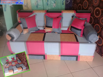 Sofa bed inoac motif cavali pink