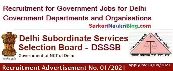 DSSSB Vacancy Recruitment 01/2021