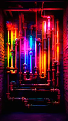 iPhone Wallpaper 4K Neon Pipes is a free high resolution image for Smartphone iPhone and mobile phone.