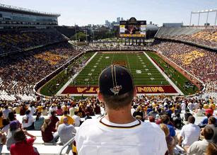 What a view looking down the field at TCF Bank Stadium