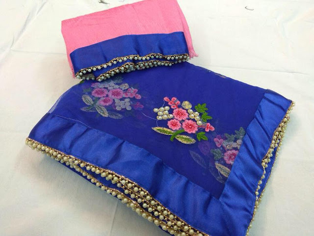 Fabric pure  mono net beautiful embrojdery work saree