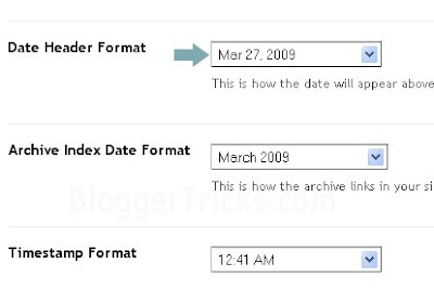 Choose the DATE HEADER Format