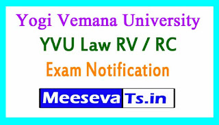 Yogi Vemana University  YVU Law RV / RC  Exam Notification 2017