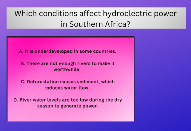 Which conditions affect hydroelectric power in Southern Africa?