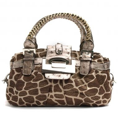 Giraffe Print Canvas Satchel