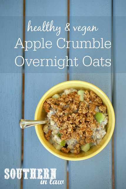 Healthy Vegan Apple Crumble Overnight Oats Recipe - low fat, gluten free, low calorie, high protein, clean eating recipe, healthy breakfast, sugar free,