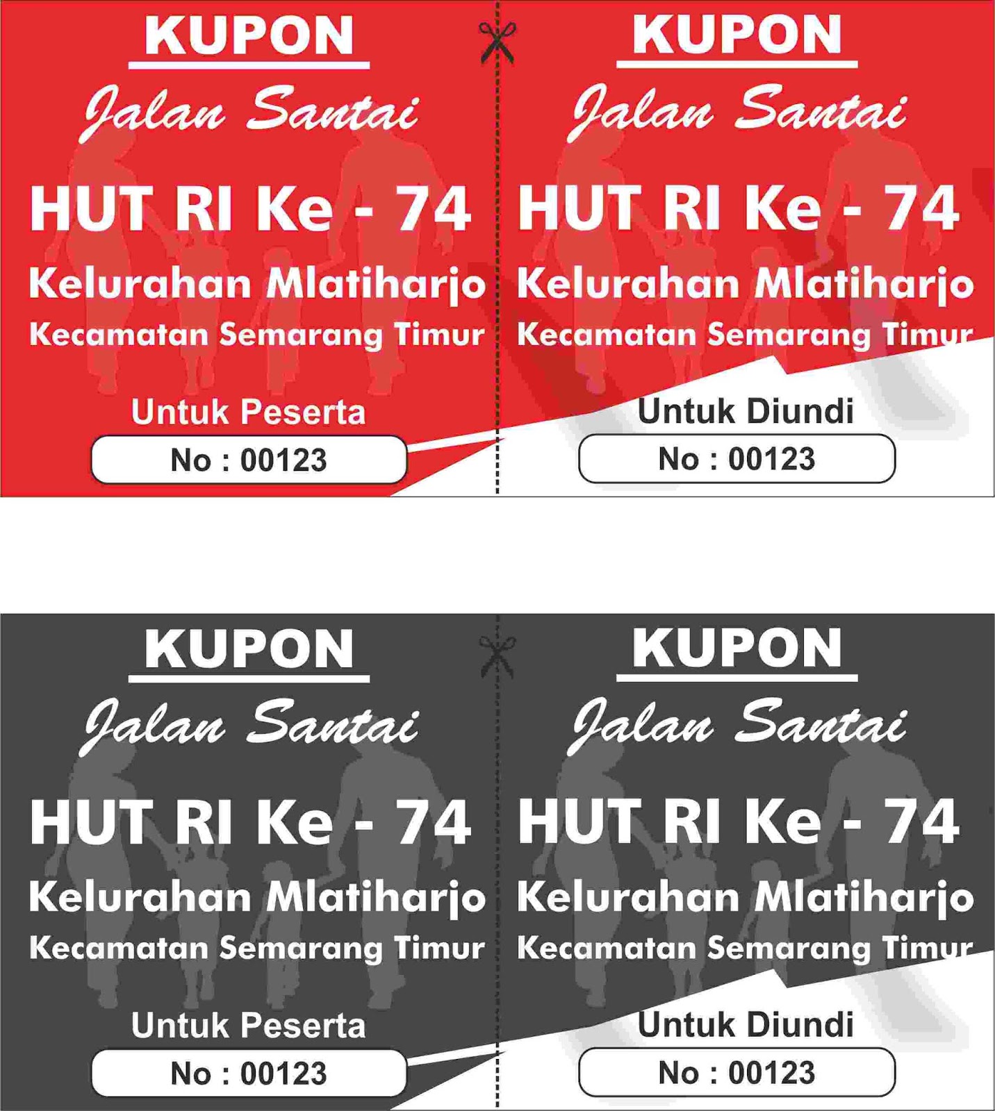  Contoh Kupon  Jalan Sehat HUT RI Ke 74 Format CDR 