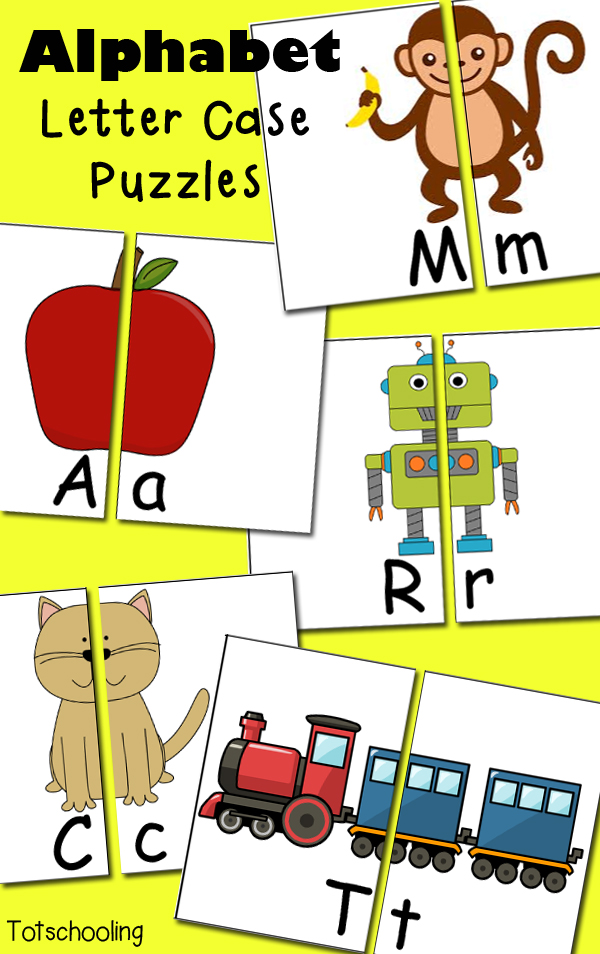 Free Alphabet Letter Case Puzzles Totschooling Toddler Preschool Kindergarten Educational Printables