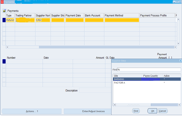 Refund In Account payable oracle