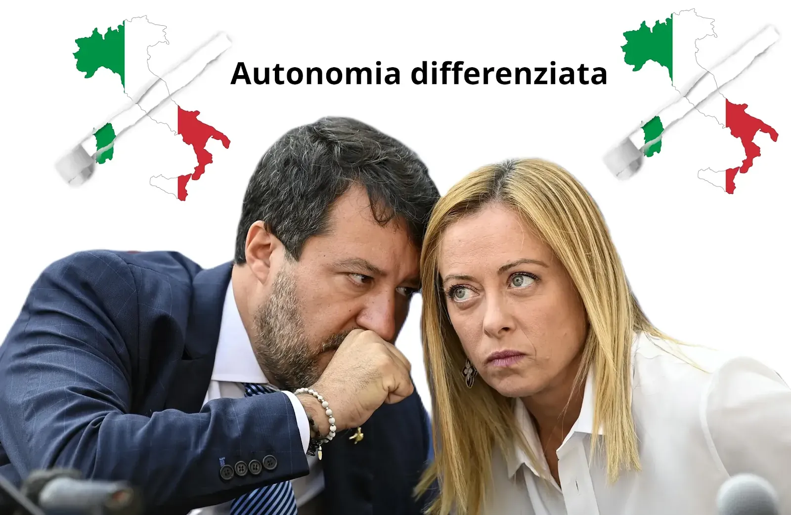 Matteo Salvini e Giorgi Meloni parlano dell’autonomia differenziata in Italia