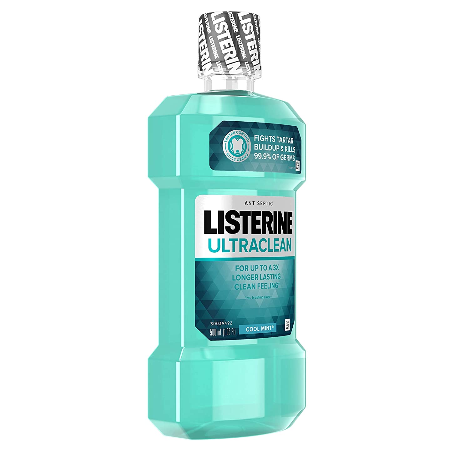  Listerine Ultraclean Oral Care Antiseptic Mouthwash with Everfresh Technology to Help Fight Bad Breath, Gingivitis, Plaque and Tartar, Cool Mint, 500 ml