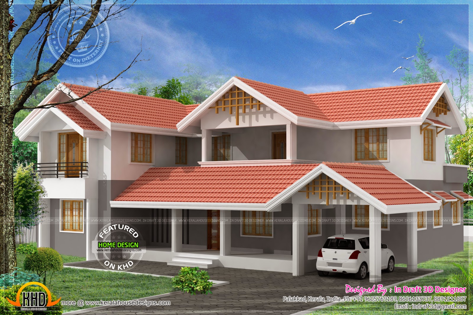 3D home design in 2860 sq-feet - Kerala home design and floor plans