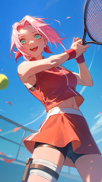 Sakura chơi tennis 5