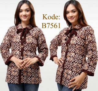 Model Baju Batik Kantor Kombinasi Kain Polos