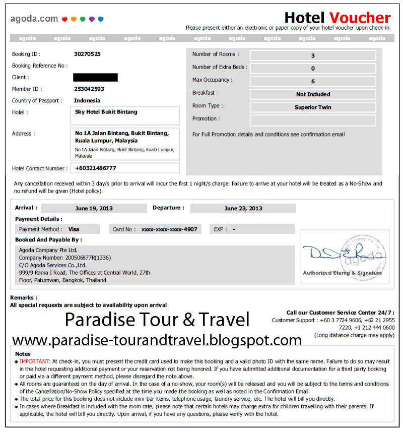 Paradise Tour & Travel: Voucher Hotel Agoda