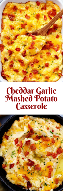 Cheddar Garlic Mashed Potato Casserole