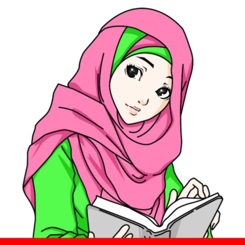 11 Kartun  Muslimah  Membaca  Alquran Dan Buku  Anak Cemerlang