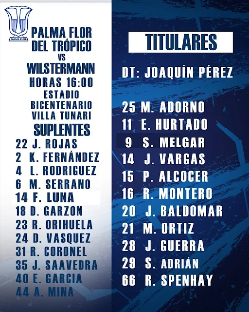 Alineaciones Palmaflor vs Wilstermann